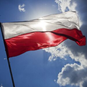 Grafika przedstawiająca flagę Polski